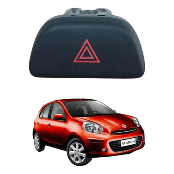 Botão Pisca Alerta Nissan March 2011 A 2015 Original Preto