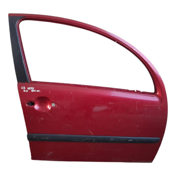 Porta Dianteira Direita Citroen C3 2003/12 Filé Original Dianteira Vermelho