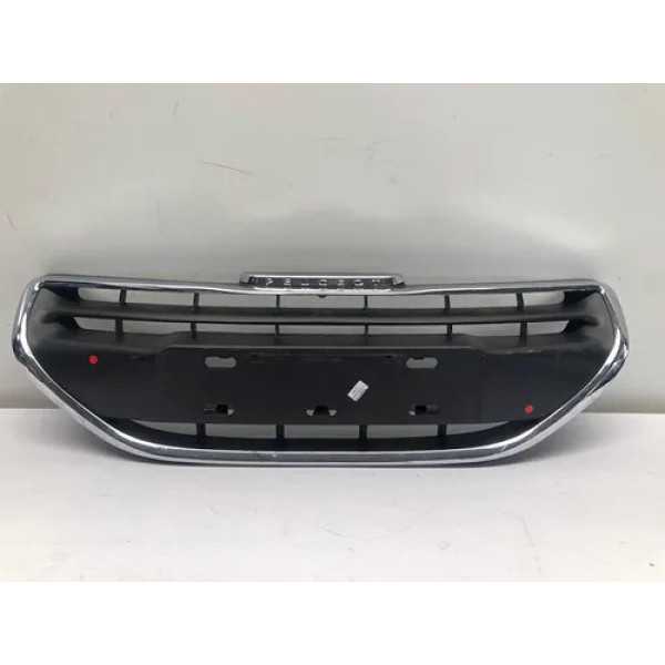 Grade Para Choque Dianteiro Peugeot 208 2013 2016 Detalhe Preto Fosco