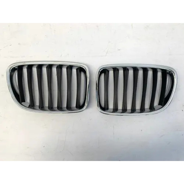 Par Grade Para Choque Dianteiro Bmw X1 2010 2015 Cromado Cromado Brilhante