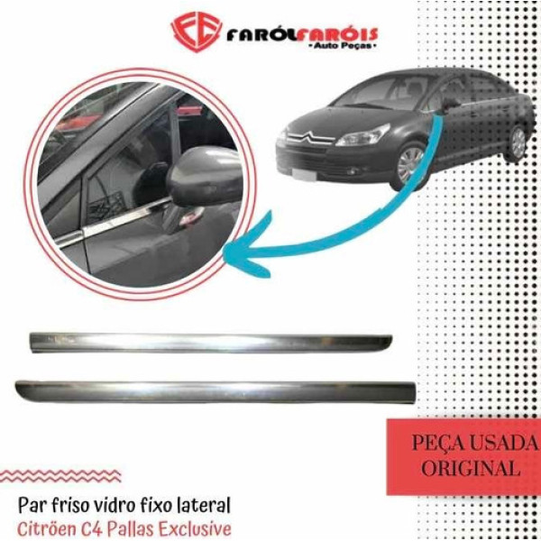 Par Friso Vidro Fixo Lateral Citroen C4 Pallas Exclusive #38 Preto