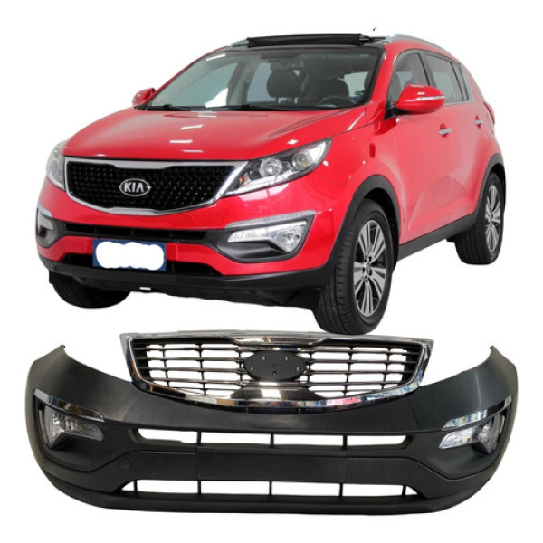 Kit Parachoque Sportage 2014 2015 2016 Farol Milha E Grades