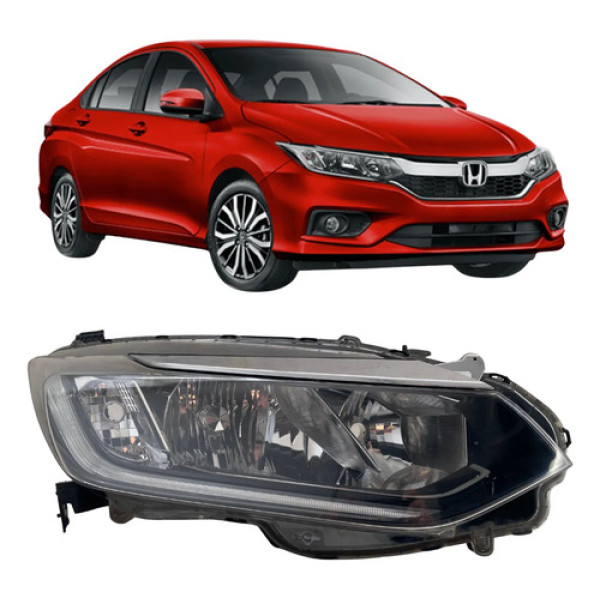 Farol Honda City 2018 2019 Original Com Led 26042507 Direito/passageiro Direito