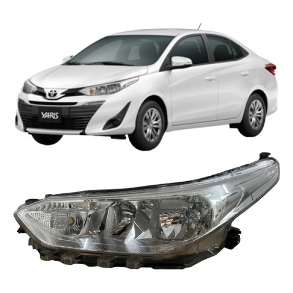 Farol Toyota Yaris Original Cromado Sem Led 26051311 Esquerdo/motorista Esquerdo