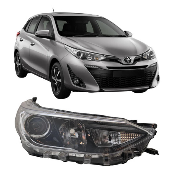 Farol Toyota Yaris 2018 A 2022 Com Projetor E Led 26042503 Direito/passageiro Direito