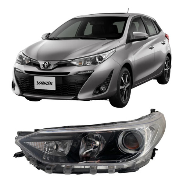 Farol Toyota Yaris 2018 A 2022 Com Projetor E Led 26042517 Esquerdo/motorista Esquerdo
