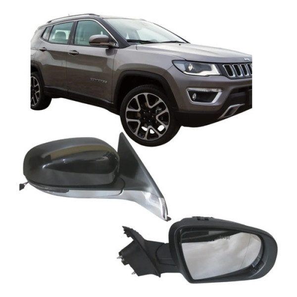 Retrovisor Jeep Compass 2016 A 2020 Ld Retratil Cromado Cromado