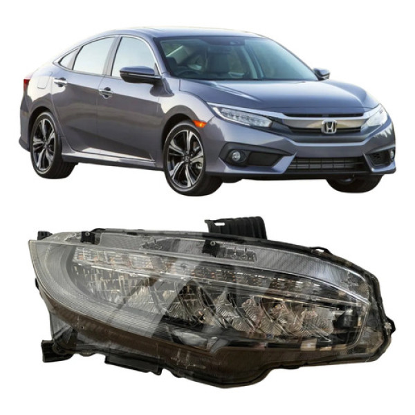 Farol Honda Civic G10 Turbo Full Led 2017 2018 2019 26051605 Direito/passageiro Direito