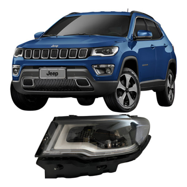Farol Jeep Compass Sem Xenon 2017 2018 2019 20 2021 Original Esquerdo/motorista Esquerdo