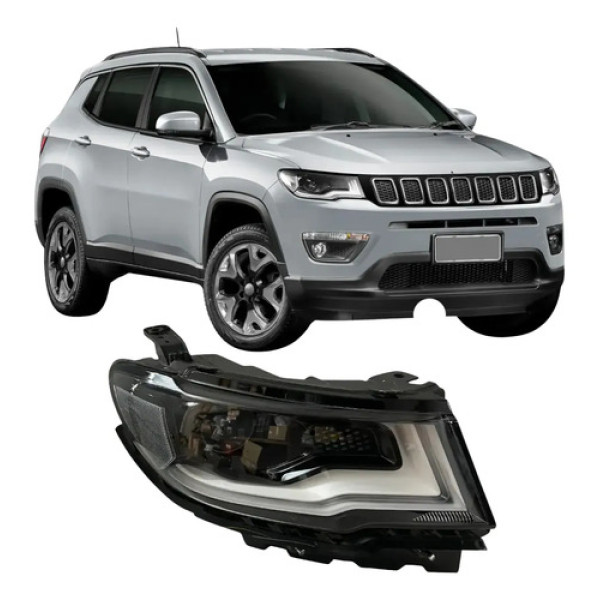 Farol Jeep Compass Para Xenon 2017 2018 2019 20 2021 Original Direito