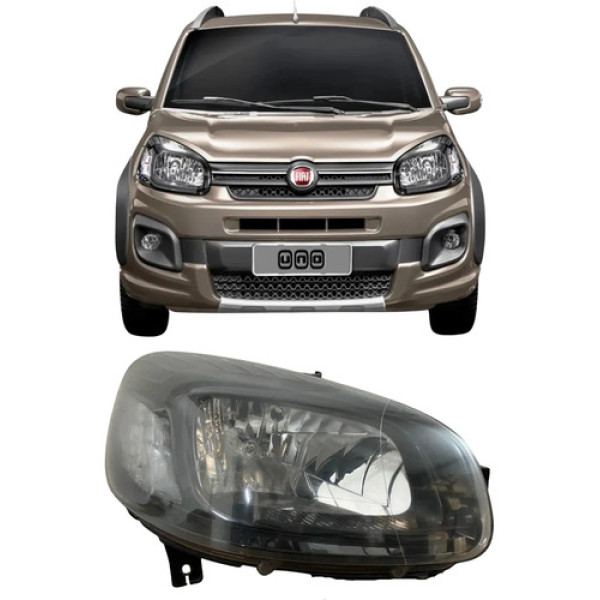 Farol Fiat Uno 2017 2018 2019 Original Fume 26051305 Direito/passageiro Direito