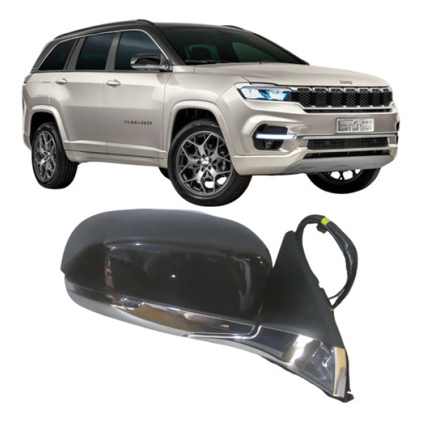 Retrovisor Jeep Commander 2021 2022 2025 Retratil Direito Cromado