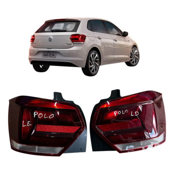 Kit Par Lanterna  Vw Polo 2018 A 2022 Sinaleira Original Ambos Lados Vermelho