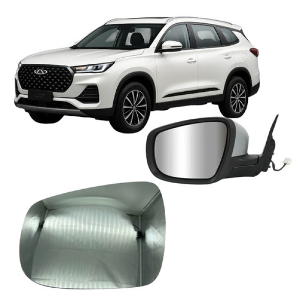 Lente Com Base Retrovisor Chery Tiggo 8 Esquerdo Motorista