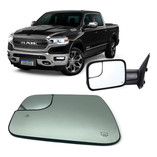 Espelho Lente Com Base Ram 1500 2500 Com Sensor Esquerdo