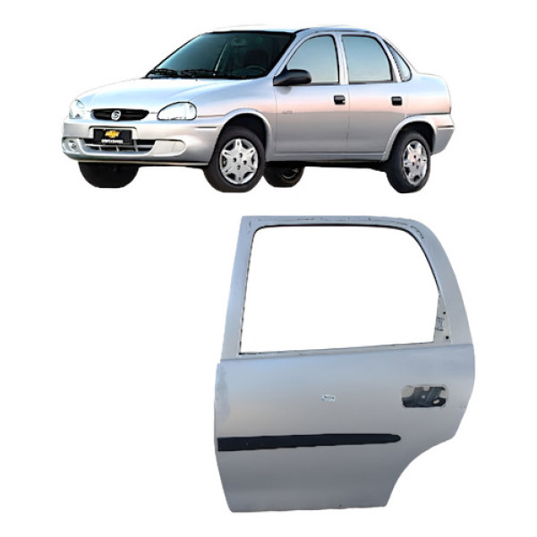 Porta Traseira Esquerda Corsa Classic 1997 A 2010 Traseira Esquerdo Prata