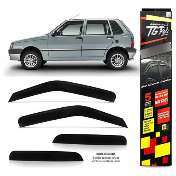 Kit Calha Chuva Fiat Elba Mille 2012 2013 Preto