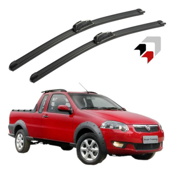 Jogo Palheta Limpador Parabrisa Fiat Strada Silicone Todas Preto