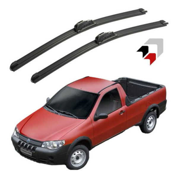 Jogo Palheta Limpador Parabrisa Fiat Strada Silicone Todas Preto