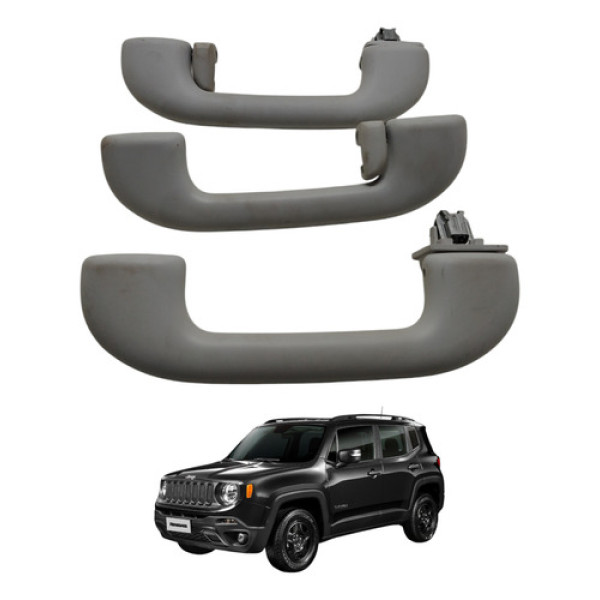 Kit Alça Apoio Teto Pqp Jeep Renegade 2018 Original Bege