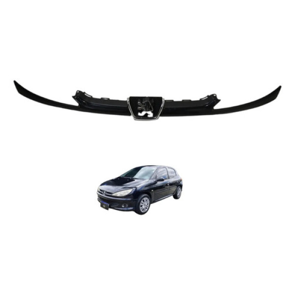 Bigode Friso Frontal Peugeot 206 2008 2009 Preto Brilhante