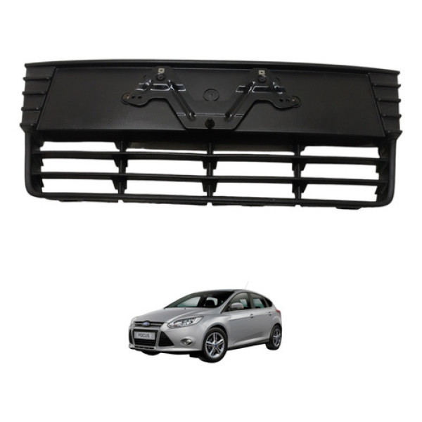 Grade Inferior Parachoque Suporte Placa Dianteira Focus 2015 Preto