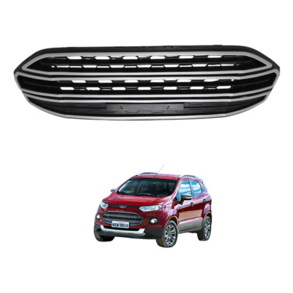 Grade Parachoque Dianteiro Ecosport 2013 2014 Preto Fosco
