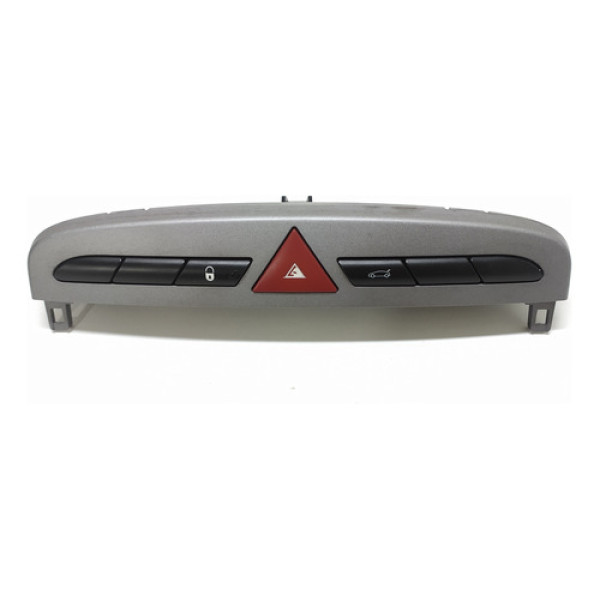 Botão Pisca Alerta C/ Moldura Peugeot 408 2010 A 2014 Cinza-escuro
