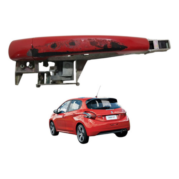 Maçaneta Traseira Esquerda Peugeot 208 2014 2015 Vermelho Traseira