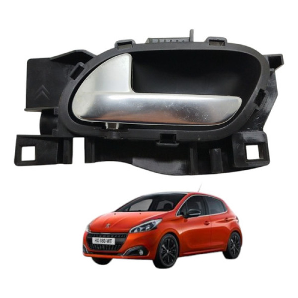 Maçaneta Interna Traseira Esquerda Peugeot 208 2014 2015 Preto Traseira