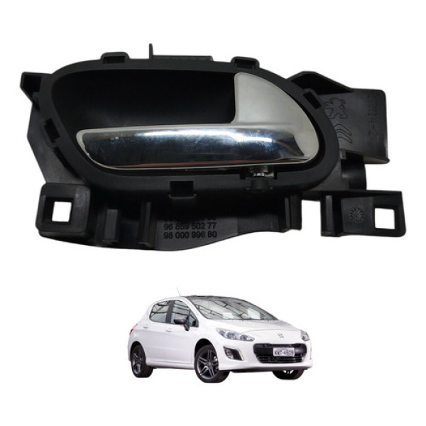 Maçaneta Interna Traseira Direita Peugeot 308 2014 2015 Preto Traseira