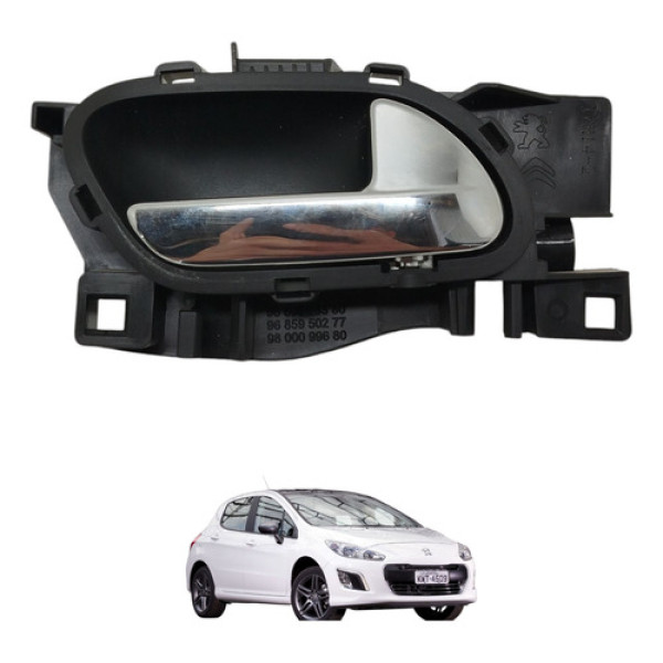 Maçaneta Interna Dianteira Direita Peugeot 308 2014 2015 Preto Dianteira