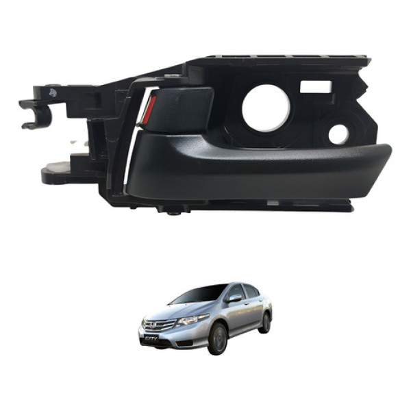 Maçaneta Interna Traseira Esquerda Honda City 2013 2014 Preto Dianteira