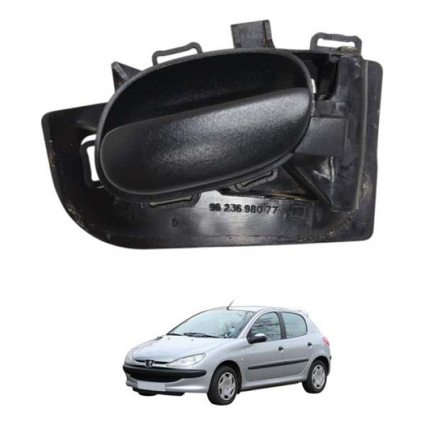 Maçaneta Interna Traseira Direita Peugeot 2008 2009 Preto Traseira