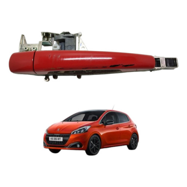 Maçaneta Externa Dianteira Direita Peugeot 208 2014 2015 Vermelho Dianteira