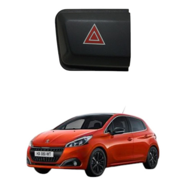 Botão Interruptor Alerta Peugeot 208 2014 2015 Preto