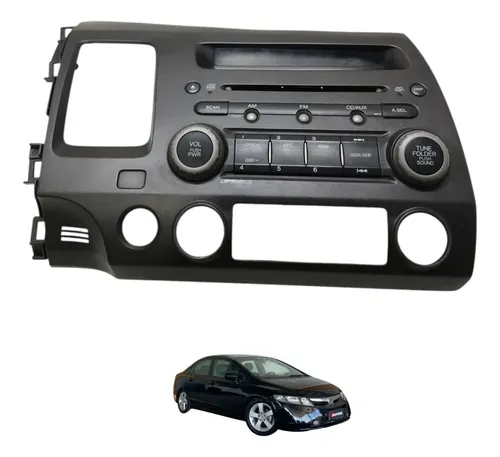 Acabamento Moldura Rádio Comando Ar Civic 2008 Detalhe Preto