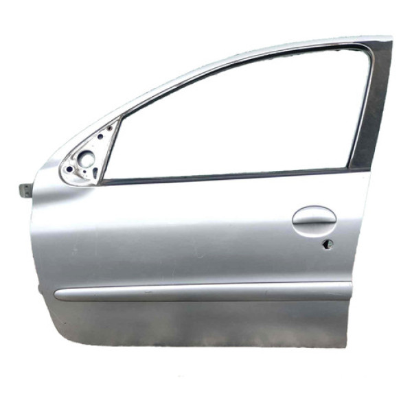 Porta Dianteira Esquerda Peugeot 206 207 2002 A 2013 Prata Dianteira Esquerdo Prateado