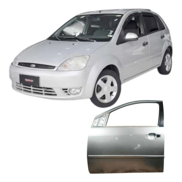 Porta Dianteira Esquerda Ford Fiesta 2005 1.0 Original Dianteira Esquerdo Prateado