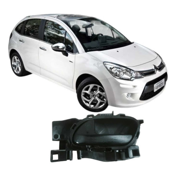 Maçaneta Interna Dianteira Esquerda Citroen C3 2013 Orig Preto Dianteira