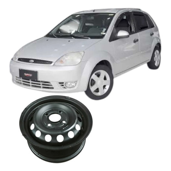 Roda Aro 13 4 Furos Ford Fiesta 2005 1.0 Original Preto