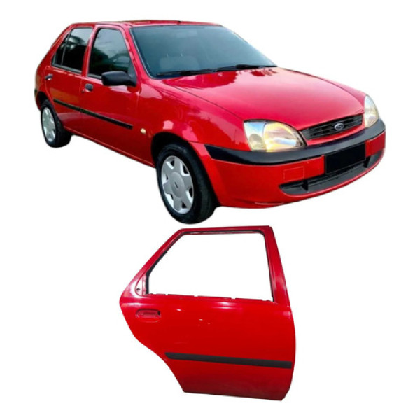 Porta Traseira Direita Ford Fiesta 1.0 4p Original  Traseira Direito Vermelho