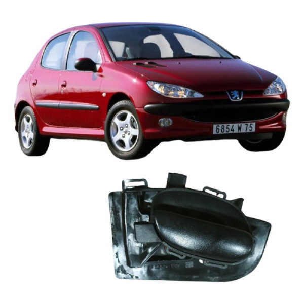 Maçaneta Dianteira Esquerda Peugeot 206 2006 9623698477 Preto Dianteira