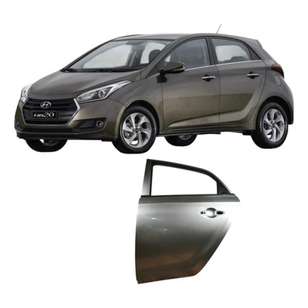 Porta Traseira Esquerda Hyundai Hb20 2016 1.0 3c Original Traseira Esquerdo Prateado