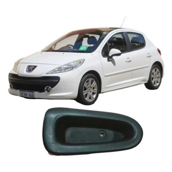 Puxador Porta Traseira Direita Peugeot 207 2009 9631696777 Preto Traseira