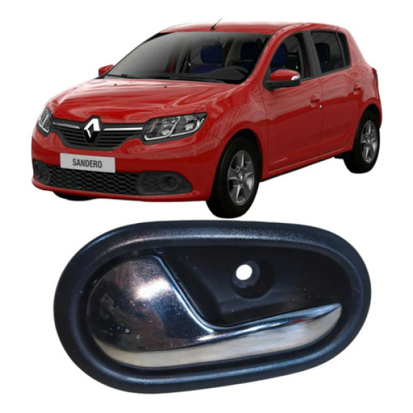 Maçaneta Interna Dianteira Esquerda Renault Sandero 2017 Preto Dianteira