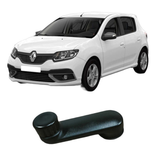 Manivela Vidro Porta Renault Sandero 2019 1.0 807604888r Preto