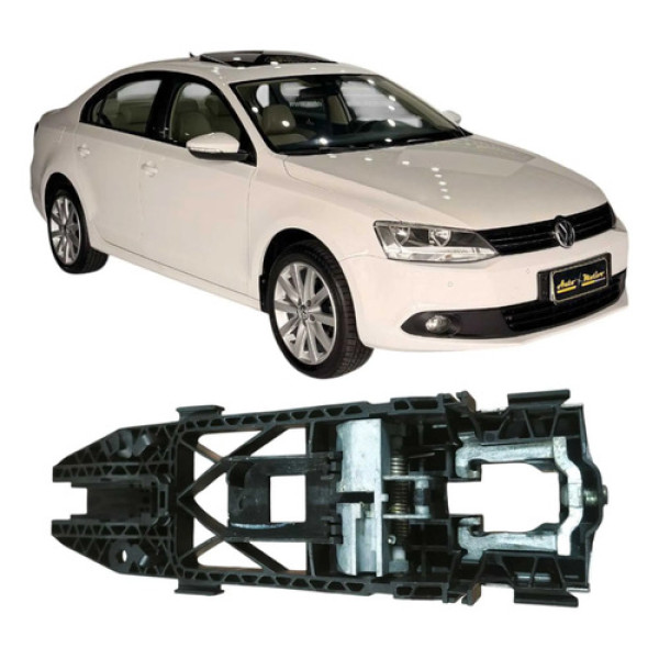 Suporte Maçaneta Dianteira Esquerda Vw Jetta 2013 Original Preto Dianteira