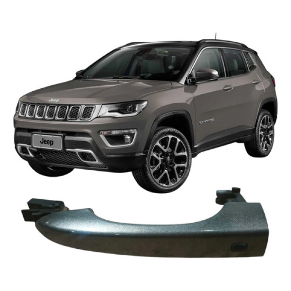 Maçaneta Porta Dianteira Esquerda Jeep Compass 2020 Original Cinza Dianteira