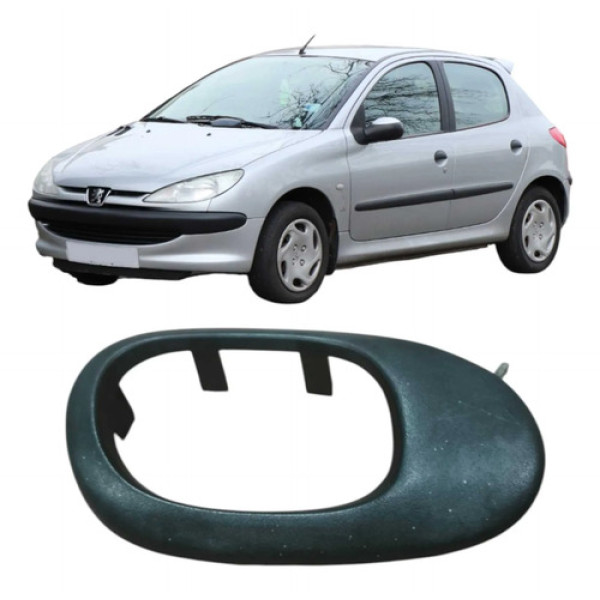 Moldura Maçaneta Interna Dianteira Esquerda Peugeot 207 2005 Preto Dianteira